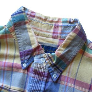 Ralph Lauren Men's XL Yellow Blue Plaid Cotton Long Sleeve Button Down Shirt